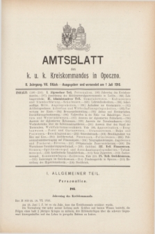 Amtsblatt des k. u. k. Kreiskommandos in Opoczno. Jg.2, Stück 7 (1 Juli 1916)