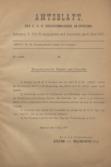 Amtsblatt. Des K. u. K. Kreiskommandos in Opoczno. Jg.3, Teil 10 (4 Juni 1917)