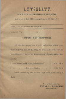 Amtsblatt des K. u. K. Kreiskommandos in Opoczno. Jg.3, Teil 14 (30 Juni 1917)