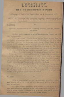 Amtsblatt des K. u. K. Kreiskommandos in Opoczno. Jg.3, Teil 18 (4 September 1917)