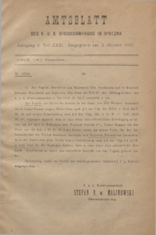 Amtsblatt des K. u. K. Kreiskommandos in Opoczno. Jg.3, Teil 31 (5 Oktober 1917)