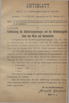 Amtsblatt des K. u. K. Kreiskommandos in Opoczno. Jg.3, Teil 38 (22 Oktober 1917)