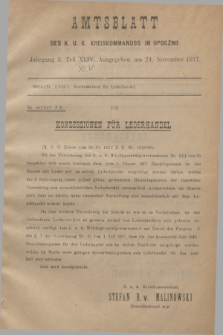 Amtsblatt des K. u. K. Kreiskommandos in Opoczno. Jg.3, Teil 45 (24 November 1917)