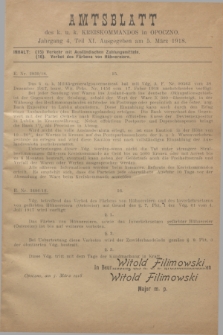 Amtsblatt des k. u. k. Kreiskommandos in Opoczno. Jg.4, Teil 11 (5 März 1918)
