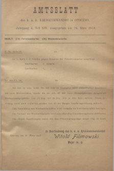 Amtsblatt des k. u. k. Kreiskommandos in Opoczno. Jg.4, Teil 14 (16 März 1918)