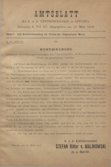Amtsblatt des k. u. k. Kreiskommandos in Opoczno. Jg.4, Teil 15 (18 März 1918)