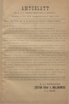 Amtsblatt des k. u. k. Kreiskommandos in Opoczno. Jg.4, Teil 17 (6 April 1918)