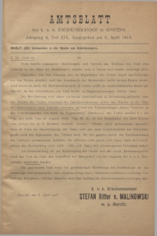 Amtsblatt des k. u. k. Kreiskommandos in Opoczno. Jg.4, Teil 19 (8 April 1918)