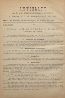Amtsblatt des k. u. k. Kreiskommandos in Opoczno. Jg.4, Teil 25 (7 Juni 1918)