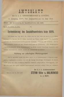 Amtsblatt des k. u. k. Kreiskommandos in Opoczno. Jg.4, Teil 26 (14 Juni 1918)