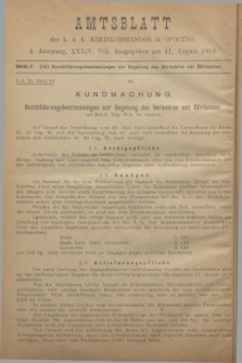 Amtsblatt des k. u. k. Kreiskommandos in Opoczno. Jg.4, Teil 34 (11 August 1918)