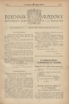 Dziennik Urzędowy Komisarjatu Rządu na M. St. Warszawę. R.1, № 4 (20 maja 1920)