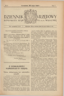 Dziennik Urzędowy Komisarjatu Rządu na M. St. Warszawę. R.1, № 5 (28 maja 1920)