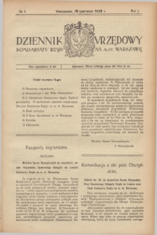 Dziennik Urzędowy Komisarjatu Rządu na M. St. Warszawę. R.1, № 9 (18 czerwca 1920)