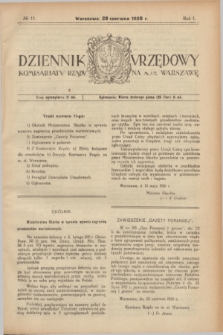 Dziennik Urzędowy Komisarjatu Rządu na M. St. Warszawę. R.1, № 11 (28 czerwca 1920)