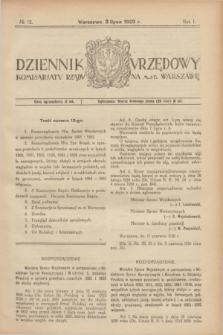 Dziennik Urzędowy Komisarjatu Rządu na M. St. Warszawę. R.1, № 12 (3 lipca 1920)