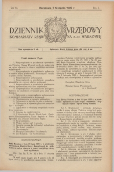Dziennik Urzędowy Komisarjatu Rządu na M. St. Warszawę. R.1, № 17 (7 sierpnia 1920)