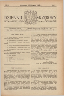 Dziennik Urzędowy Komisarjatu Rządu na M. St. Warszawę. R.1, № 20 (30 sierpnia 1920)