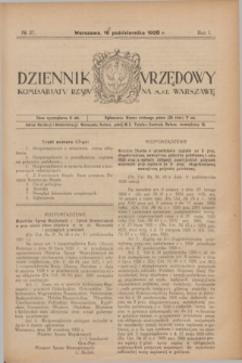 Dziennik Urzędowy Komisarjatu Rządu na M. St. Warszawę. R.1, № 27 (16 października 1920)