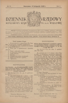 Dziennik Urzędowy Komisarjatu Rządu na M. St. Warszawę. R.1, № 30 (6 listopada 1920)