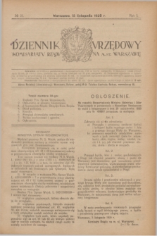 Dziennik Urzędowy Komisarjatu Rządu na M. St. Warszawę. R.1, № 31 (13 listopada 1920)