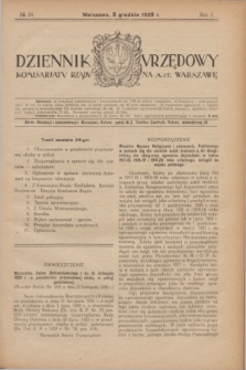 Dziennik Urzędowy Komisarjatu Rządu na M. St. Warszawę. R.1, № 34 (3 grudnia 1920)