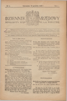 Dziennik Urzędowy Komisarjatu Rządu na M. St. Warszawę. R.1, № 36 (18 grudnia 1920)