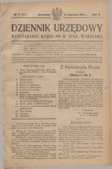 Dziennik Urzędowy Komisarjatu Rządu na M. Stoł. Warszawę. R.5, № 14 (24 stycznia 1924) = № 931