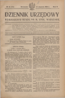Dziennik Urzędowy Komisarjatu Rządu na M. Stoł. Warszawę. R.5, № 16 (31 stycznia 1924) = № 933