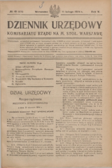 Dziennik Urzędowy Komisarjatu Rządu na M. Stoł. Warszawę. R.5, № 19 (11 lutego 1924) = № 936
