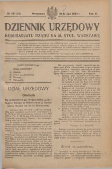 Dziennik Urzędowy Komisarjatu Rządu na M. Stoł. Warszawę. R.5, № 22 (21 lutego 1924) = № 939