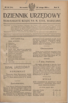 Dziennik Urzędowy Komisarjatu Rządu na M. Stoł. Warszawę. R.5, № 23 (25 lutego 1924) = № 940