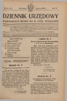 Dziennik Urzędowy Komisarjatu Rządu na M. Stoł. Warszawę. R.5, № 24 (1 marca 1924) = № 941