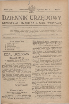 Dziennik Urzędowy Komisarjatu Rządu na M. Stoł. Warszawę. R.5, № 26 (10 marca 1924) = № 943
