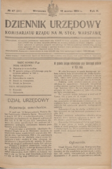 Dziennik Urzędowy Komisarjatu Rządu na M. Stoł. Warszawę. R.5, № 27 (13 marca 1924) = № 944