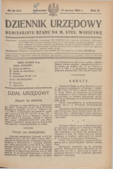 Dziennik Urzędowy Komisarjatu Rządu na M. Stoł. Warszawę. R.5, № 28 (17 marca 1924) = № 945