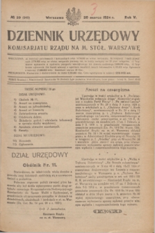 Dziennik Urzędowy Komisarjatu Rządu na M. Stoł. Warszawę. R.5, № 29 (20 marca 1924) = № 946