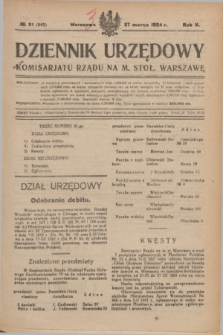 Dziennik Urzędowy Komisarjatu Rządu na M. Stoł. Warszawę. R.5, № 31 (27 marca 1924) = № 948
