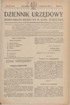 Dziennik Urzędowy Komisarjatu Rządu na M. Stoł. Warszawę. R.5, № 33 (3 kwietnia 1924) = № 950