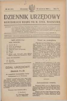 Dziennik Urzędowy Komisarjatu Rządu na M. Stoł. Warszawę. R.5, № 35 (12 kwietnia 1924) = № 952