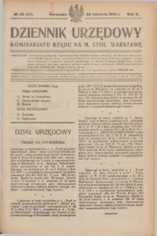 Dziennik Urzędowy Komisarjatu Rządu na M. Stoł. Warszawę. R.5, № 38 (26 kwietnia 1924) = № 955