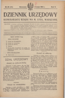 Dziennik Urzędowy Komisarjatu Rządu na M. Stoł. Warszawę. R.5, № 39 (2 maja 1924) = № 956