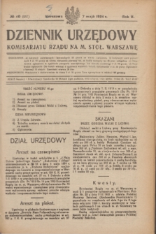 Dziennik Urzędowy Komisarjatu Rządu na M. Stoł. Warszawę. R.5, № 40 (7 maja 1924) = № 957