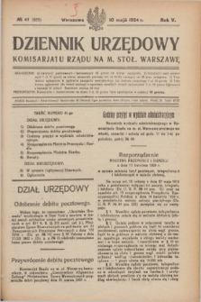 Dziennik Urzędowy Komisarjatu Rządu na M. Stoł. Warszawę. R.5, № 41 (10 maja 1924) = № 958