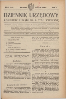 Dziennik Urzędowy Komisarjatu Rządu na M. Stoł. Warszawę. R.5, № 42 (14 maja 1924) = № 959