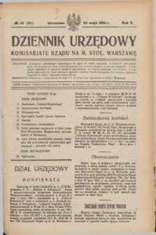 Dziennik Urzędowy Komisarjatu Rządu na M. Stoł. Warszawę. R.5, № 45 (24 maja 1924) = № 962