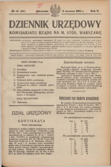 Dziennik Urzędowy Komisarjatu Rządu na M. Stoł. Warszawę. R.5, № 48 (4 czerwca 1924) = № 965