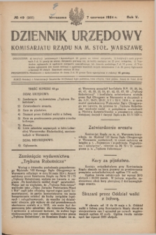 Dziennik Urzędowy Komisarjatu Rządu na M. Stoł. Warszawę. R.5, № 49 (7 czerwca 1924) = № 966