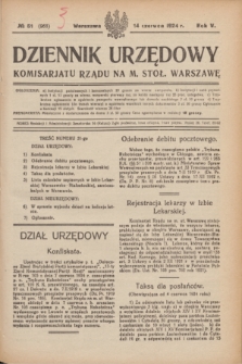 Dziennik Urzędowy Komisarjatu Rządu na M. Stoł. Warszawę. R.5, № 51 (14 czerwca 1924) = № 968