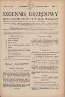 Dziennik Urzędowy Komisarjatu Rządu na M. Stoł. Warszawę. R.5, № 52 (18 czerwca 1924) = № 969